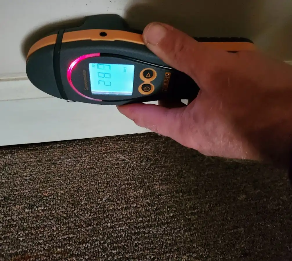 Moisture detection at baseboard during Sewage Cleanup & Sanitation in Uhrichsville